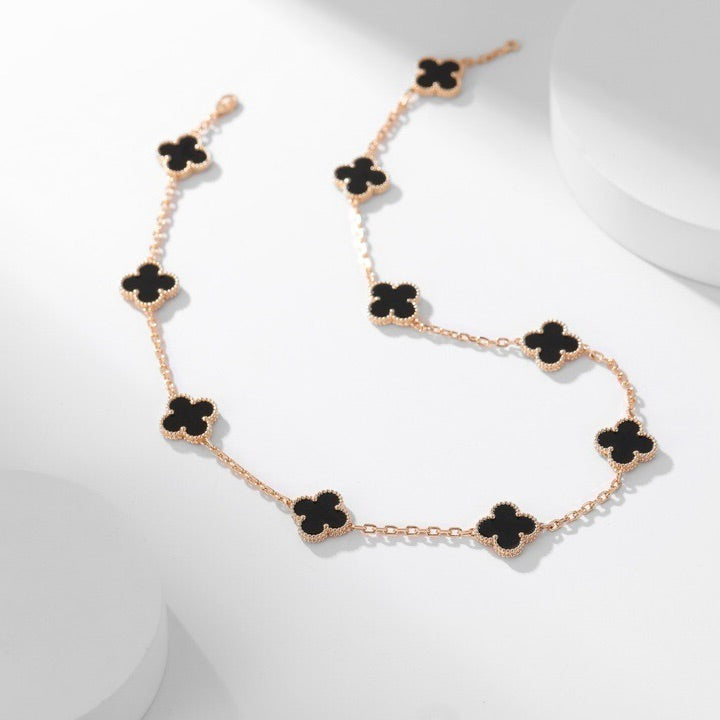 ¡®Twinkle jewelry¡¯CLOVER 10 MOTIFS ONYX NECKLACE