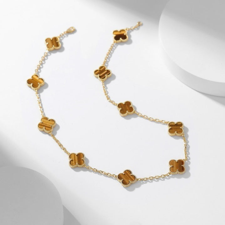 ¡®Twinkle jewelry¡¯CLOVER 10 MOTIFS TIGER EYE NECKLACE