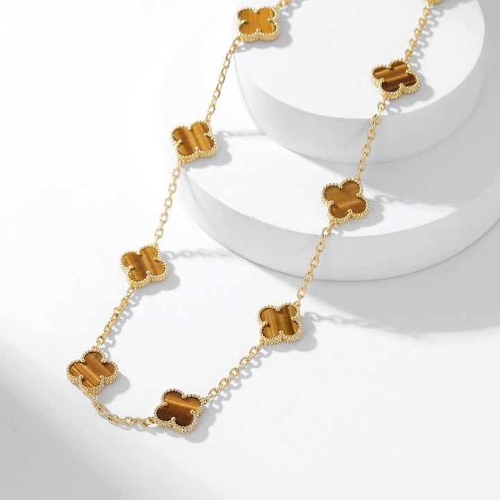 ¡®Twinkle jewelry¡¯CLOVER 10 MOTIFS TIGER EYE NECKLACE