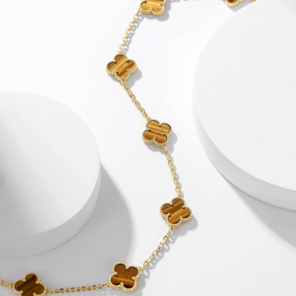¡®Twinkle jewelry¡¯CLOVER 10 MOTIFS TIGER EYE NECKLACE