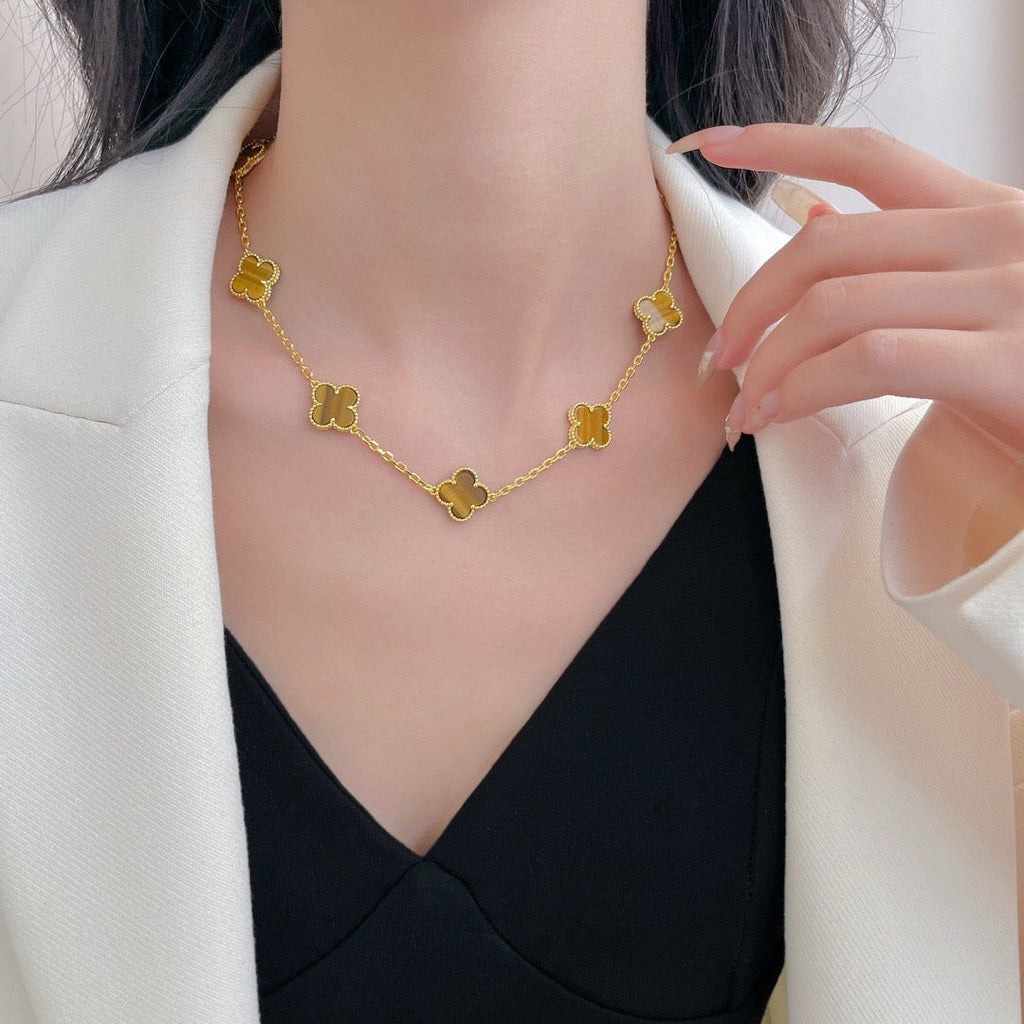 ¡®Twinkle jewelry¡¯CLOVER 10 MOTIFS TIGER EYE NECKLACE