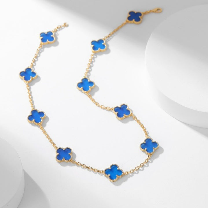 ¡®Twinkle jewelry¡¯CLOVER 10 MOTIFS BLUE AGATE NECKLACE