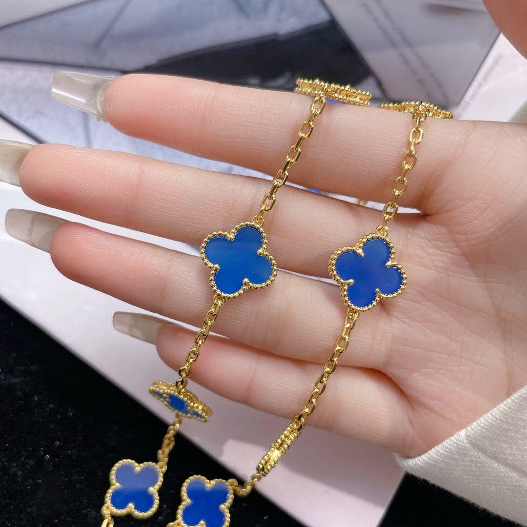 ¡®Twinkle jewelry¡¯CLOVER 10 MOTIFS BLUE AGATE NECKLACE