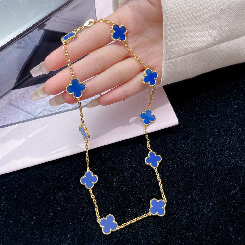¡®Twinkle jewelry¡¯CLOVER 10 MOTIFS BLUE AGATE NECKLACE