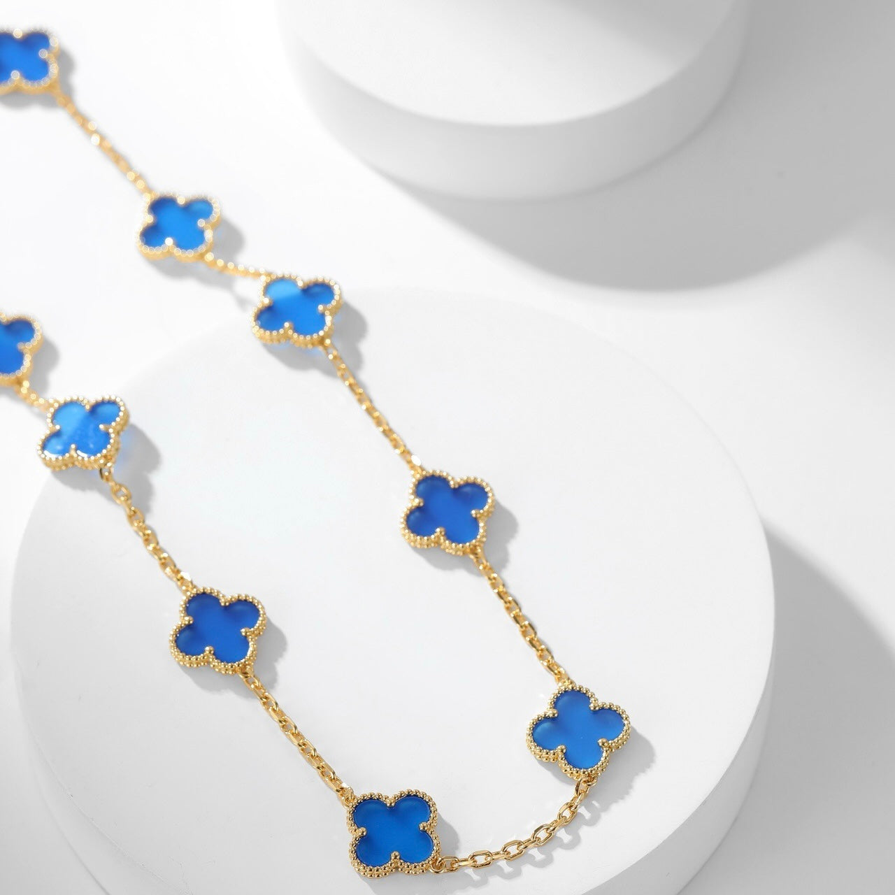 ¡®Twinkle jewelry¡¯CLOVER 10 MOTIFS BLUE AGATE NECKLACE