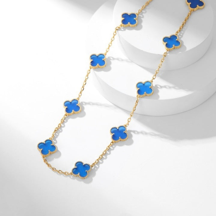 ¡®Twinkle jewelry¡¯CLOVER 10 MOTIFS BLUE AGATE NECKLACE