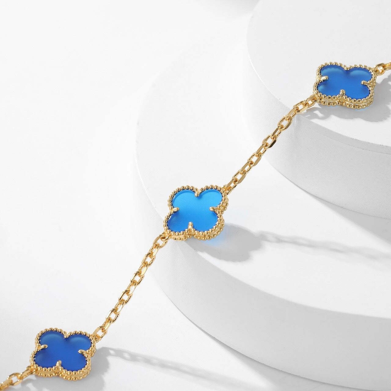 ¡®Twinkle jewelry¡¯CLOVER 10 MOTIFS BLUE AGATE NECKLACE