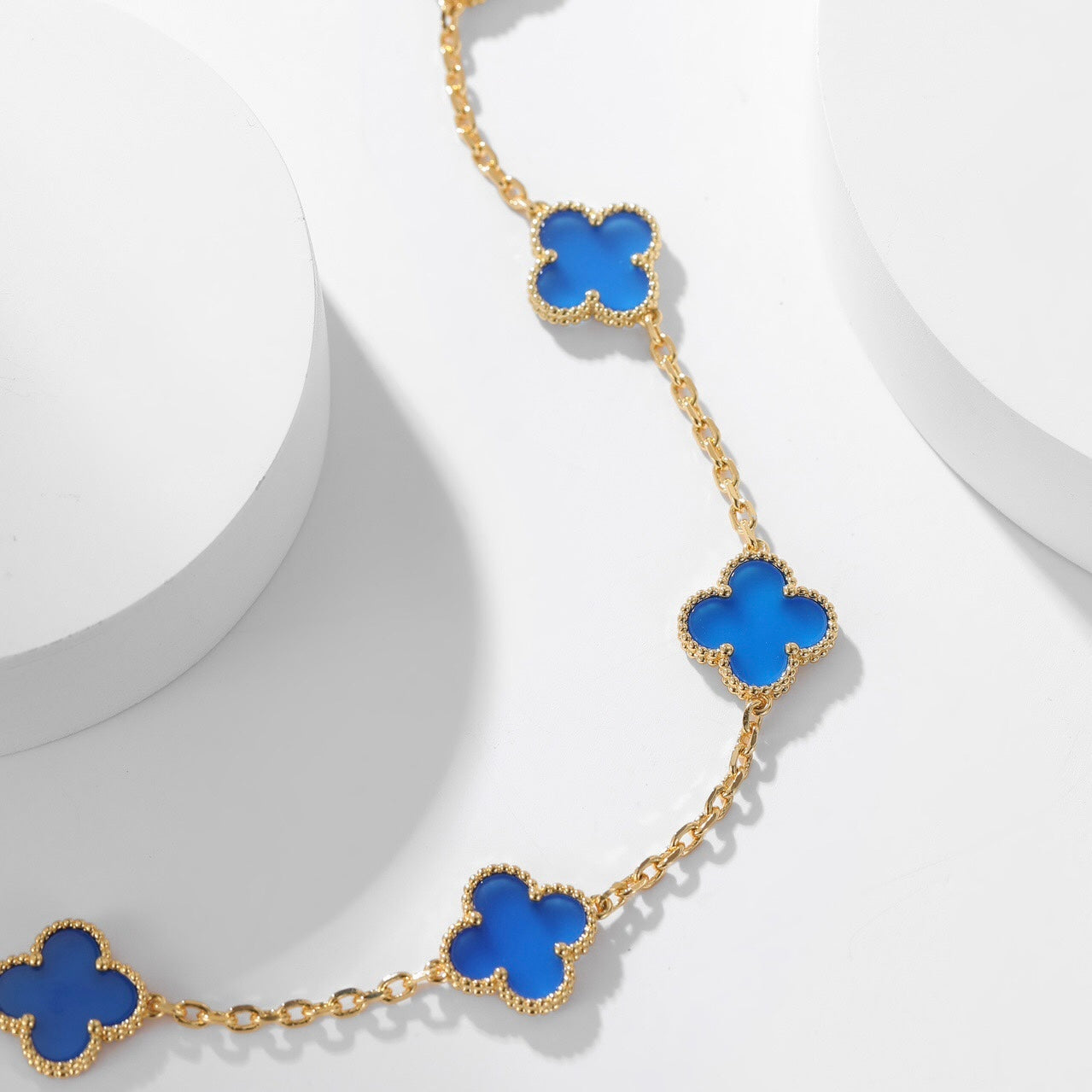 ¡®Twinkle jewelry¡¯CLOVER 10 MOTIFS BLUE AGATE NECKLACE