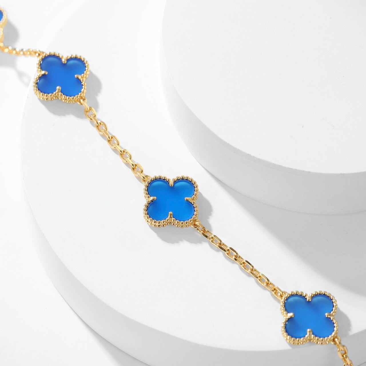 ¡®Twinkle jewelry¡¯CLOVER 10 MOTIFS BLUE AGATE NECKLACE