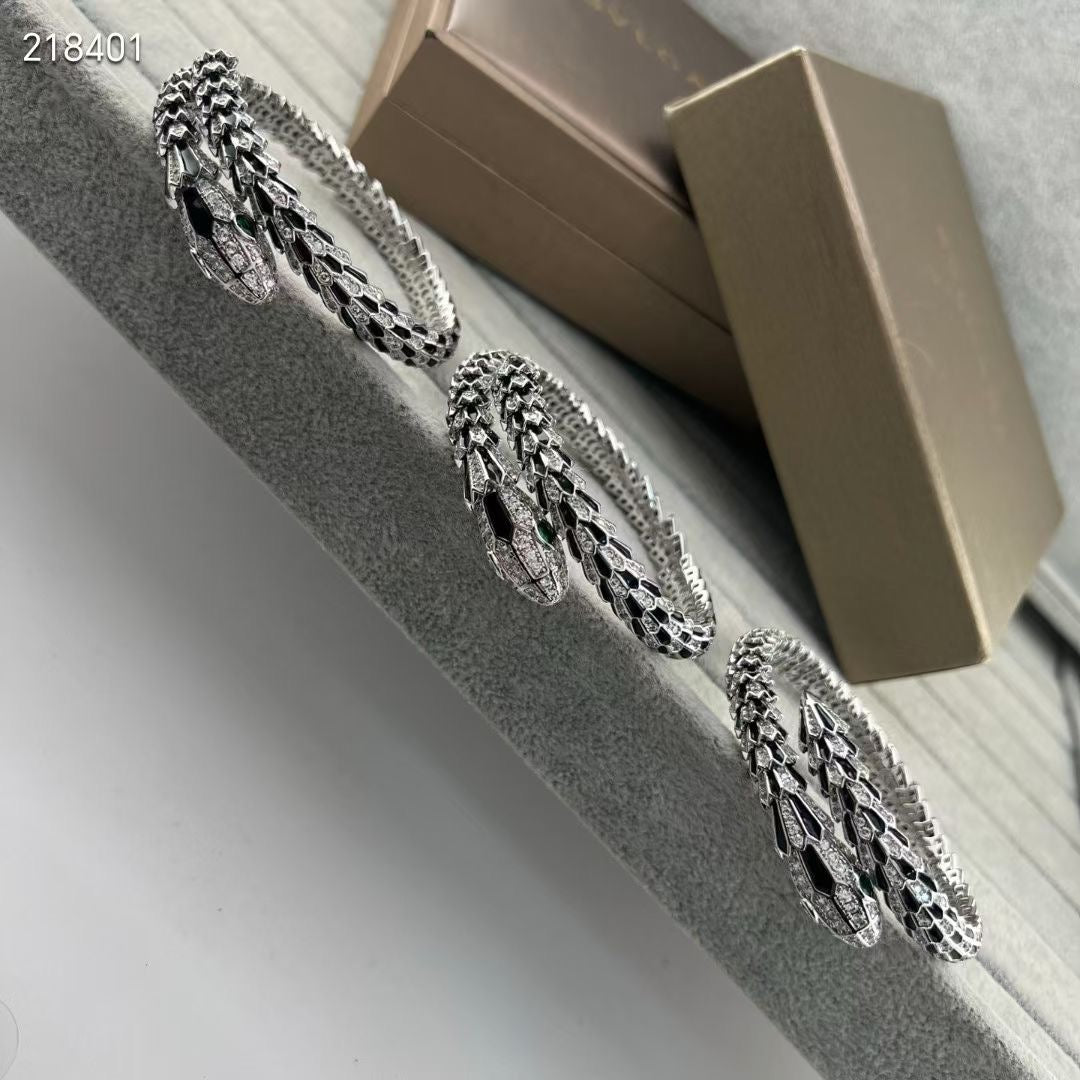 [Twinkle】NEW OBSIDIAN & DIAMOND SERPENT BRACELET