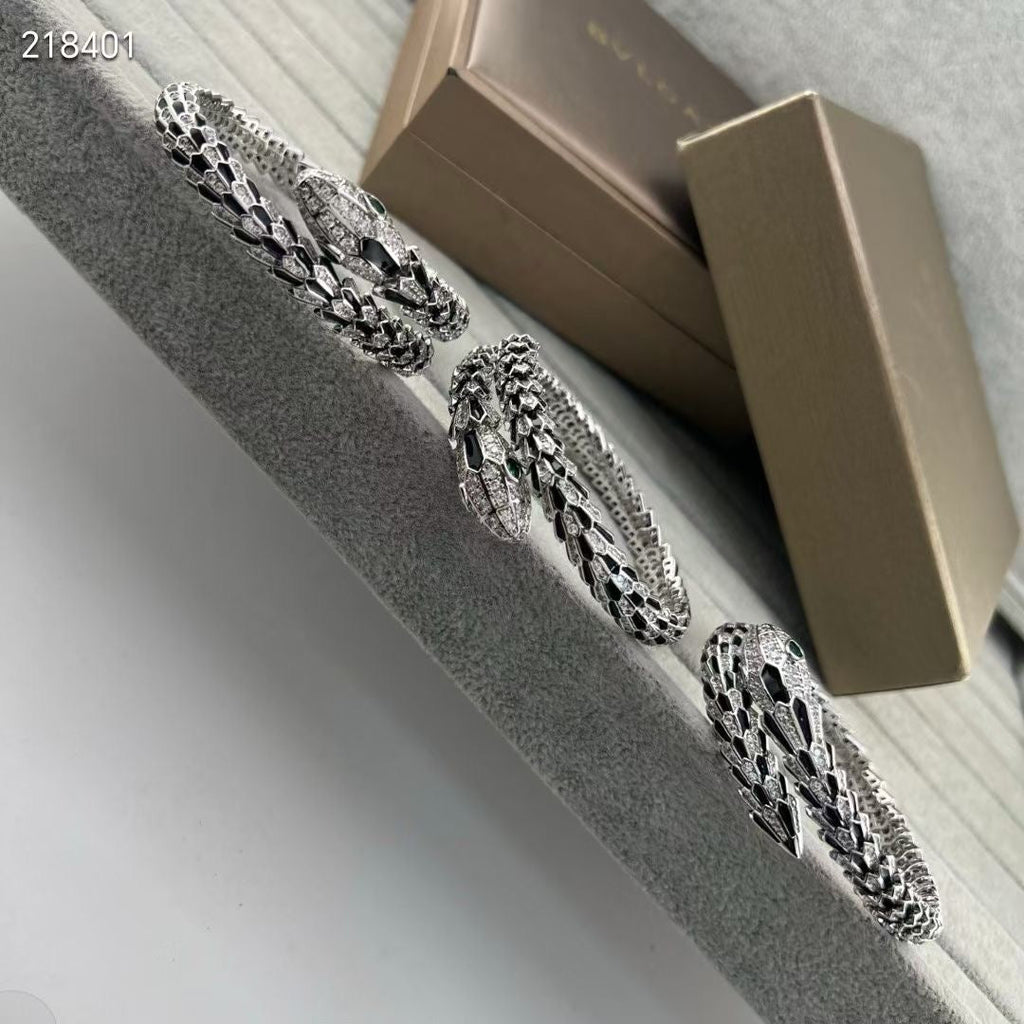 [Twinkle】NEW OBSIDIAN & DIAMOND SERPENT BRACELET