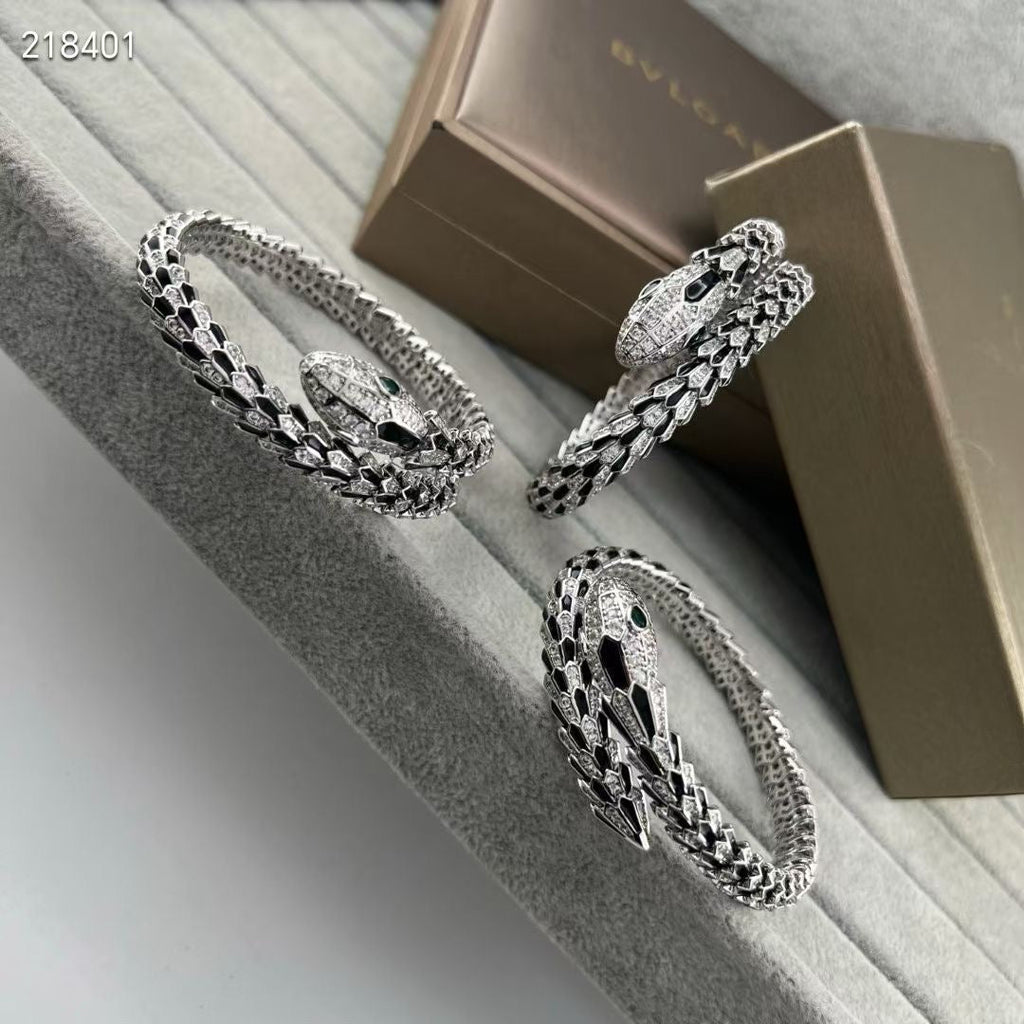[Twinkle】NEW OBSIDIAN & DIAMOND SERPENT BRACELET