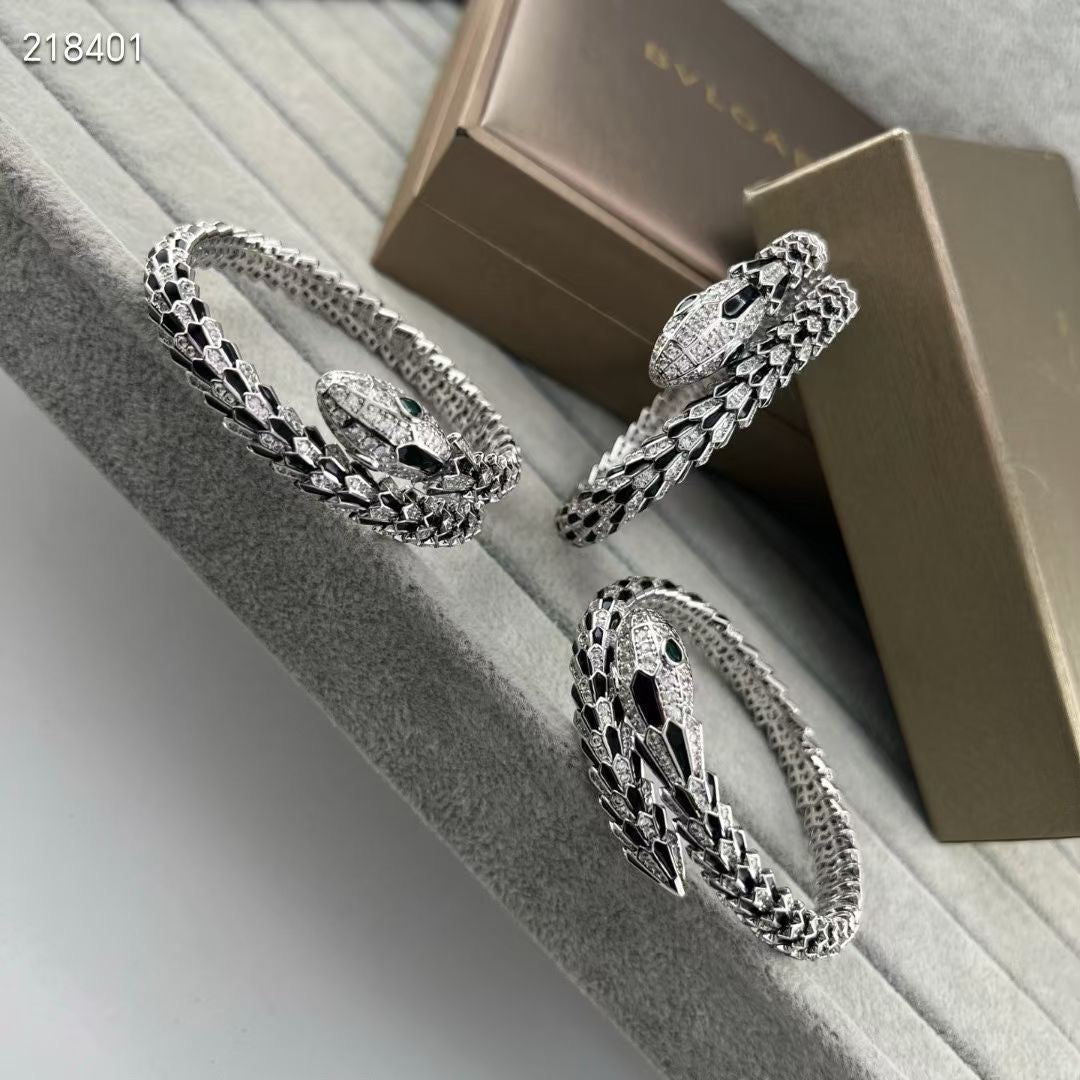 [Twinkle】NEW OBSIDIAN & DIAMOND SERPENT BRACELET