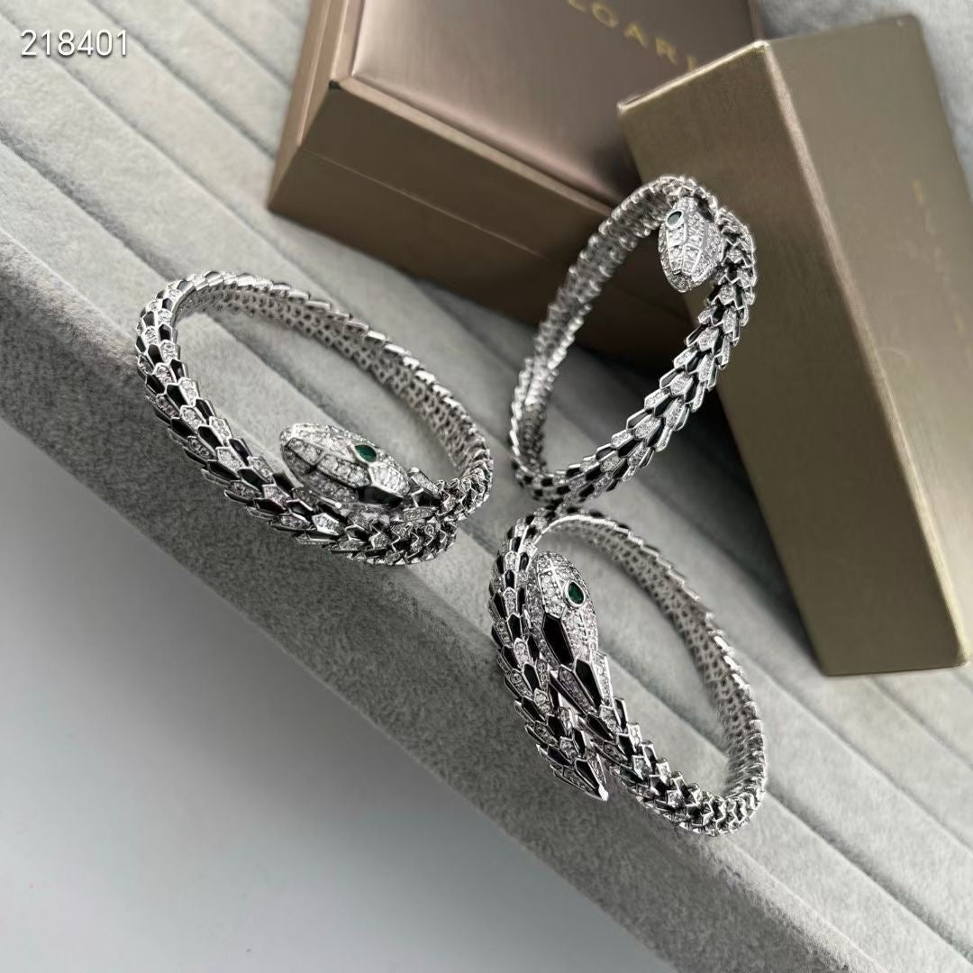 [Twinkle】NEW OBSIDIAN & DIAMOND SERPENT BRACELET