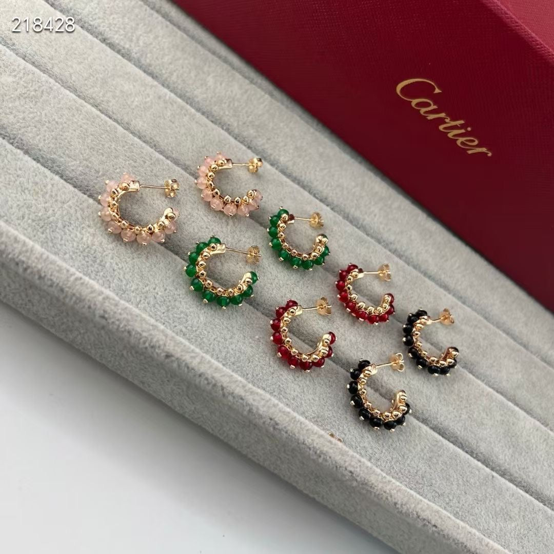 [Twinkle]NEW COLORED GEMSTONE COLLECTION SMALL HOOP EARRINGS