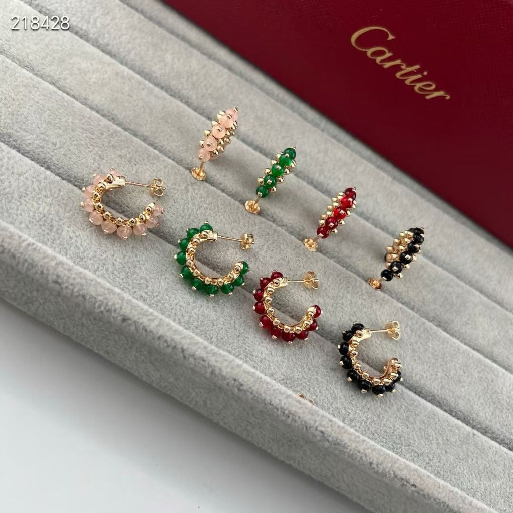 [Twinkle]NEW COLORED GEMSTONE COLLECTION SMALL HOOP EARRINGS