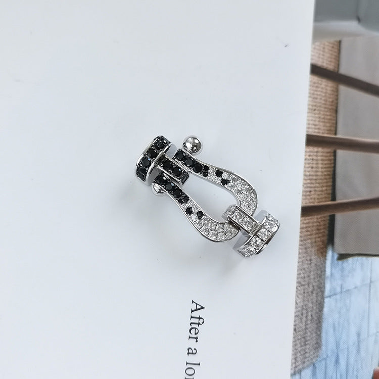 ¡®Twinkle jewelry¡¯FORCE LARGE HORSESHOE BLACK WHITE DIAMOND BRACELET ROSE GOLD