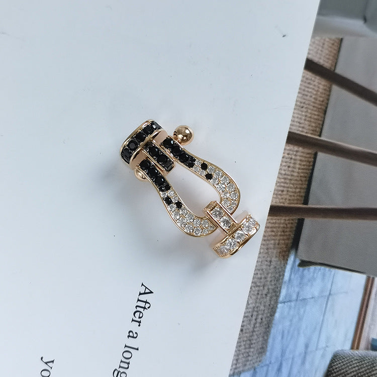 ¡®Twinkle jewelry¡¯FORCE LARGE HORSESHOE BLACK WHITE DIAMOND BRACELET ROSE GOLD