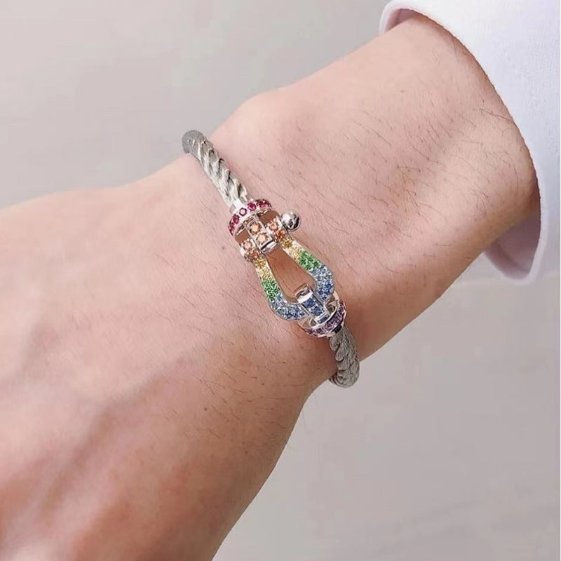 ¡®Twinkle jewelry¡¯FORC LARGE HORSESHOE  COLORED DIAMOND BRACELET SILVER