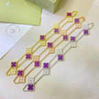 ¡®Twinkle jewelry¡¯CLOVER 10 MOTIFS  PURPLE VIOLET DIAMOND NECKLACE