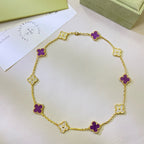 ¡®Twinkle jewelry¡¯CLOVER 10 MOTIFS  PURPLE VIOLET DIAMOND NECKLACE