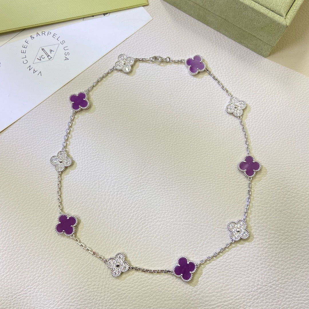 ¡®Twinkle jewelry¡¯CLOVER 10 MOTIFS  PURPLE VIOLET DIAMOND NECKLACE