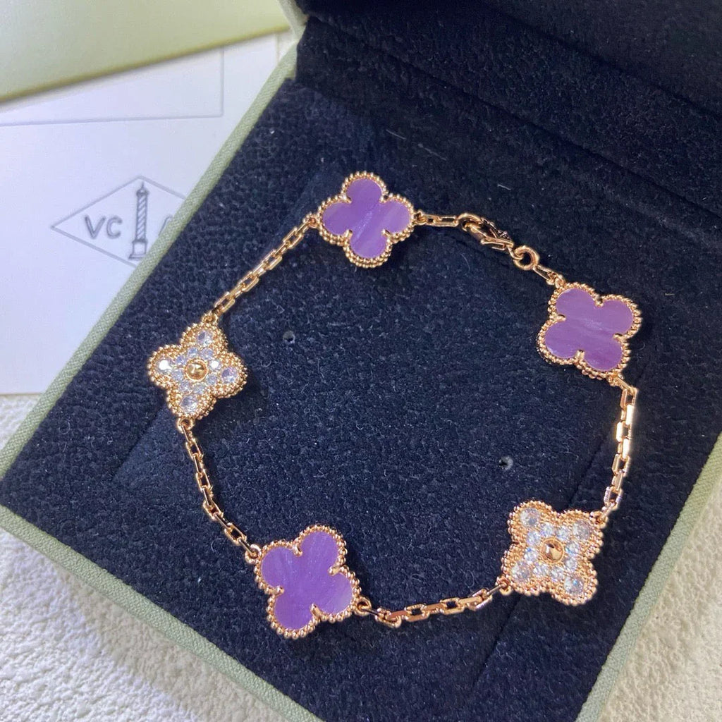 [Twinkle jewelry]New  CLOVER 5 MOTIF VIOLET BRACELET COLLECTION