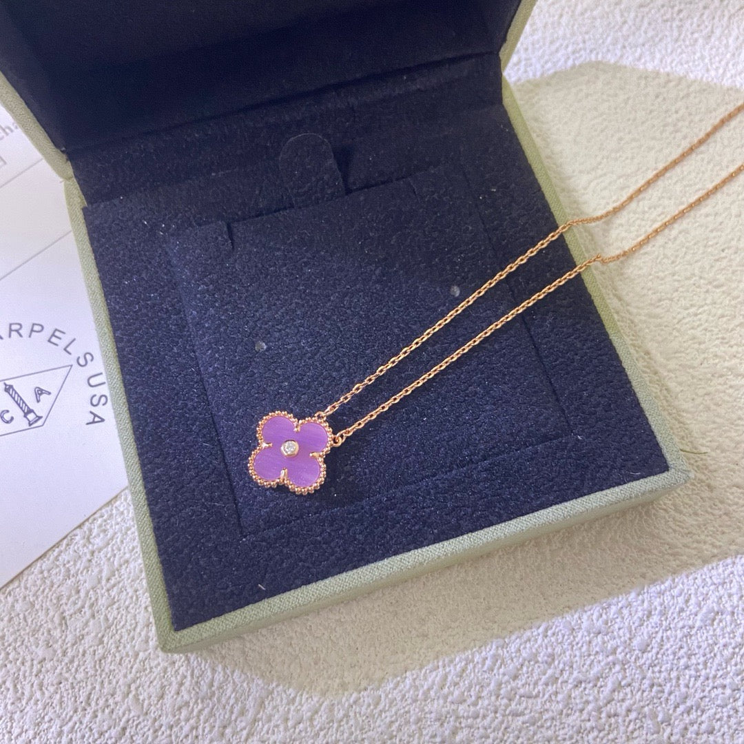 ¡®Twinkle jewelry¡¯CLOVER 15MM DIAMOND  PURPLE VIOLET NECKLACE