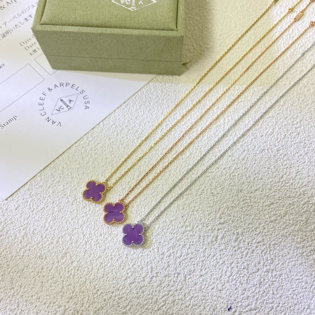 ¡®Twinkle jewelry¡¯CLOVER 15MM  PURPLE VIOLET NECKLACE
