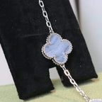 [Twinkle jewelry]New  CLOVER 5 MOTIF PURPLE CHALCEDONY BRACELET COLLECTION