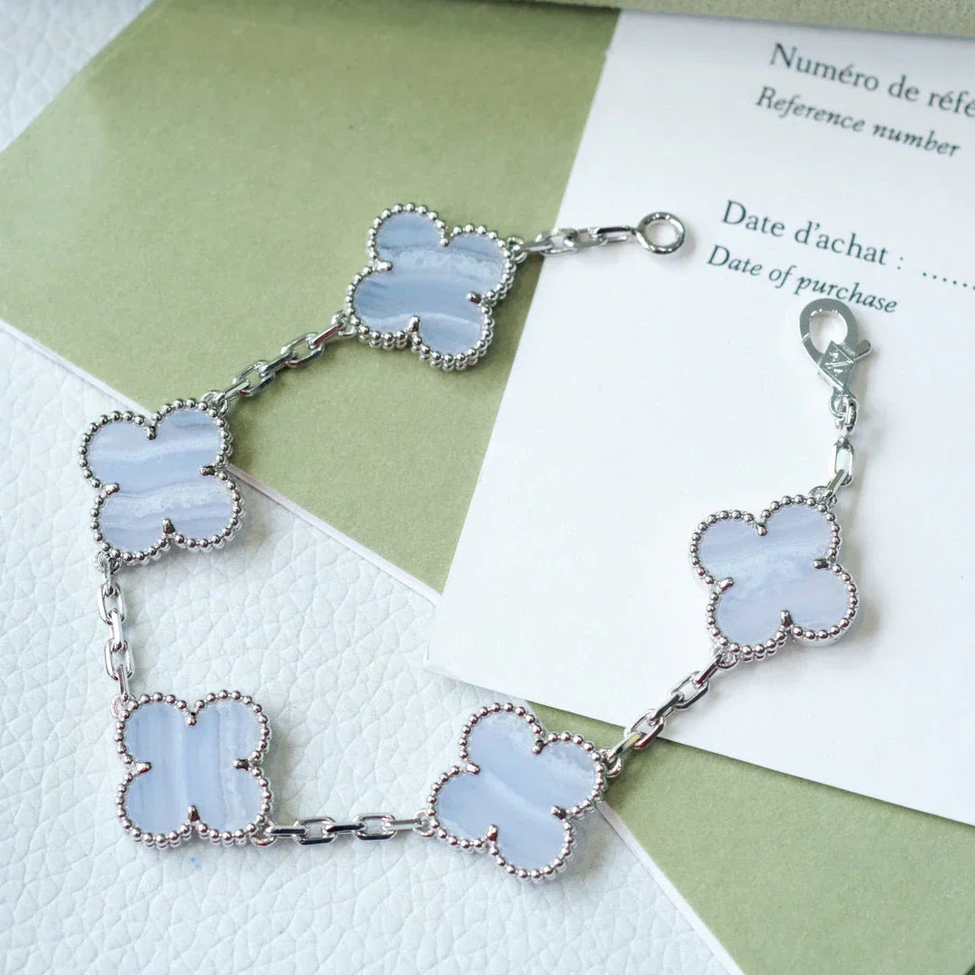 [Twinkle jewelry]New  CLOVER 5 MOTIF PURPLE CHALCEDONY BRACELET COLLECTION