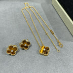 ¡®Twinkle jewelry¡¯CLOVER 15MM DIAMOND AND YELLOW TIGER'S EYE AGATE necklace
