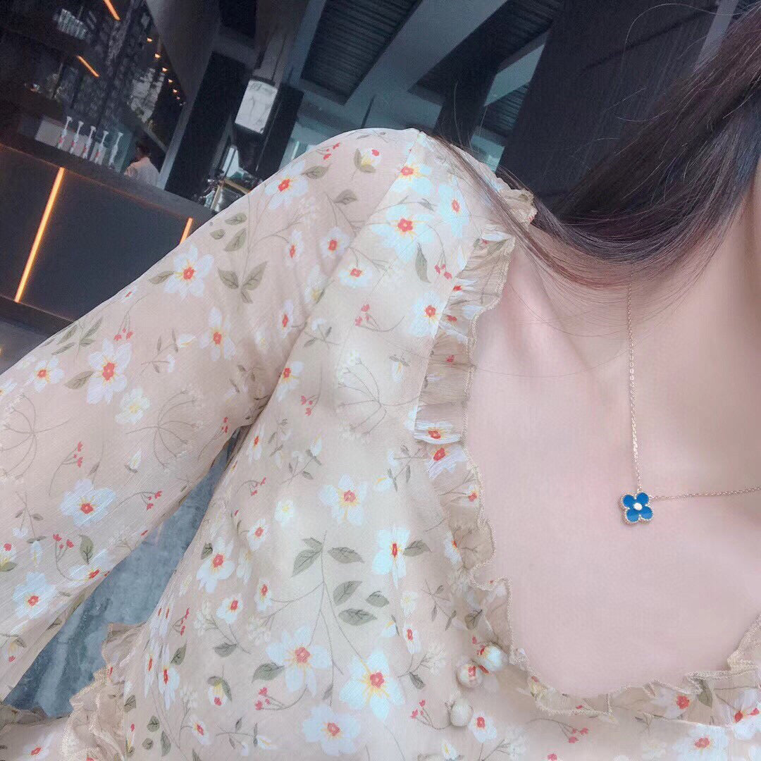 ¡®Twinkle jewelry¡¯CLOVER 15MM DIAMOND AND BLUE AGATE NECKLACE