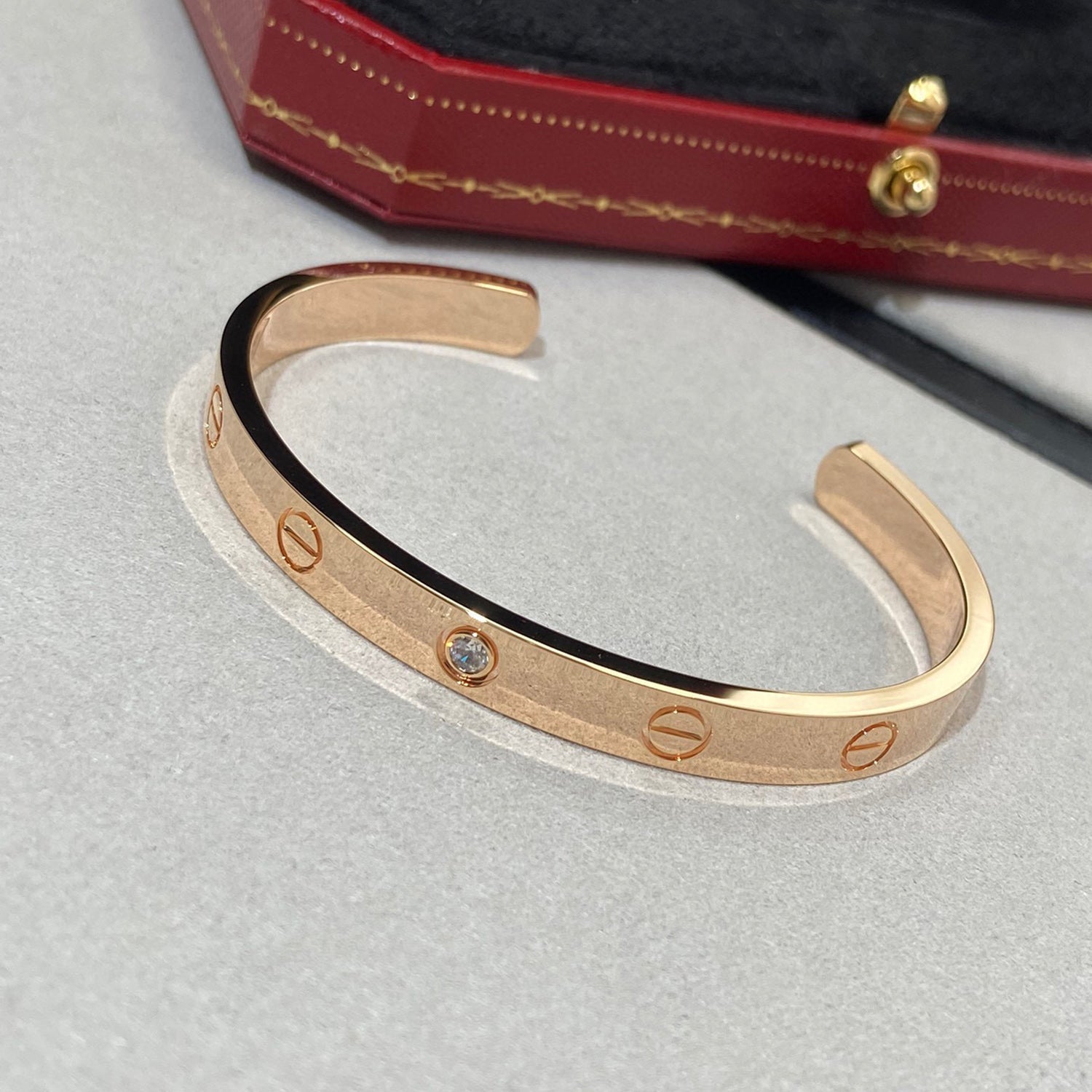 ¡®Twinkle jewelry¡¯LOVE BRACELET 6.1MM 1 DIAMOND OPEN CUFF