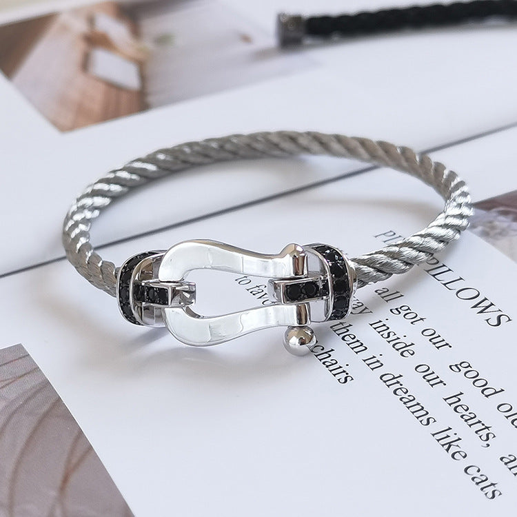 ¡®Twinkle jewelry¡¯FORCE LARGE HORSESHOE BLACK DIAMOND BRACELET SILVER
