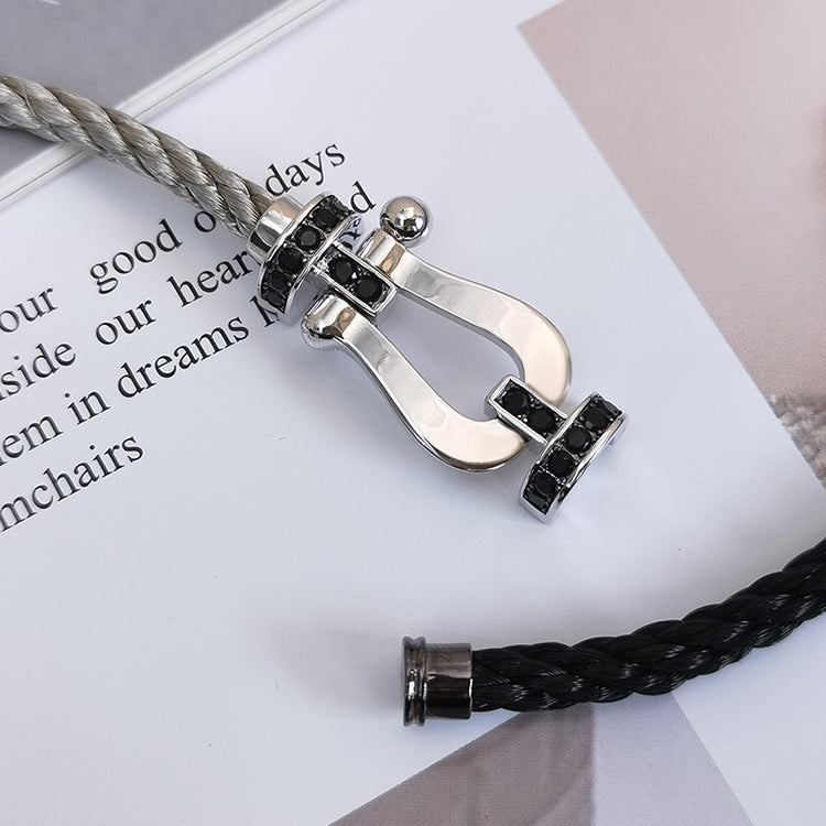 ¡®Twinkle jewelry¡¯FORCE LARGE HORSESHOE BLACK DIAMOND BRACELET SILVER