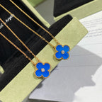 ¡®Twinkle jewelry¡¯CLOVER 15MM DIAMOND AND BLUE AGATE NECKLACE