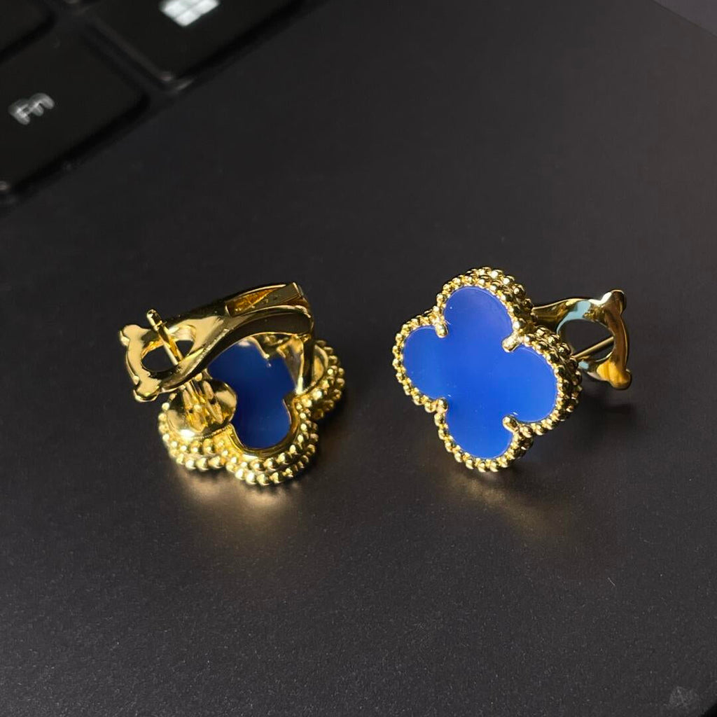 [Twinkle jewelry] CLOVER LARGE (20mm) 1 MOTIFS BLUE MOP STUD EARRINGS