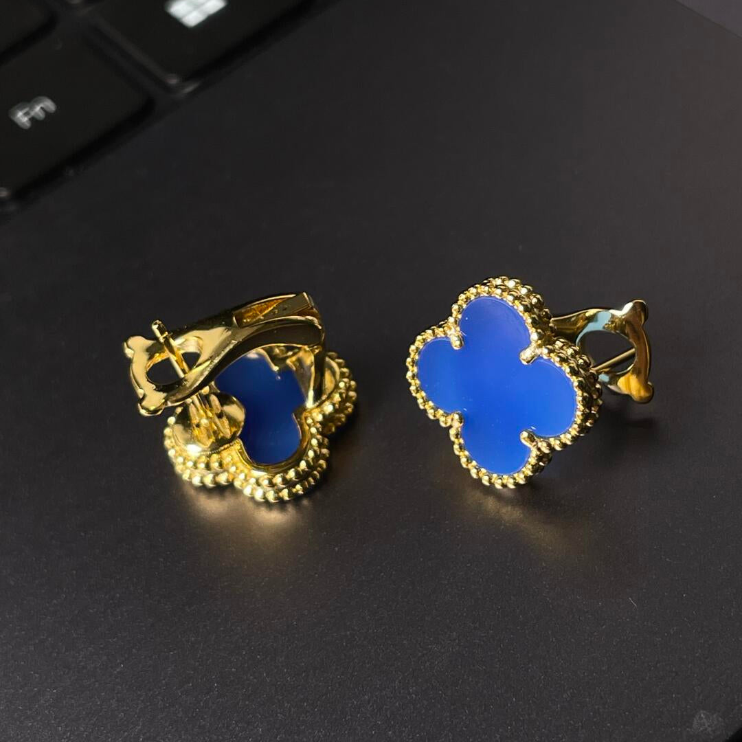 [Twinkle jewelry] CLOVER LARGE (20mm) 1 MOTIFS BLUE MOP STUD EARRINGS