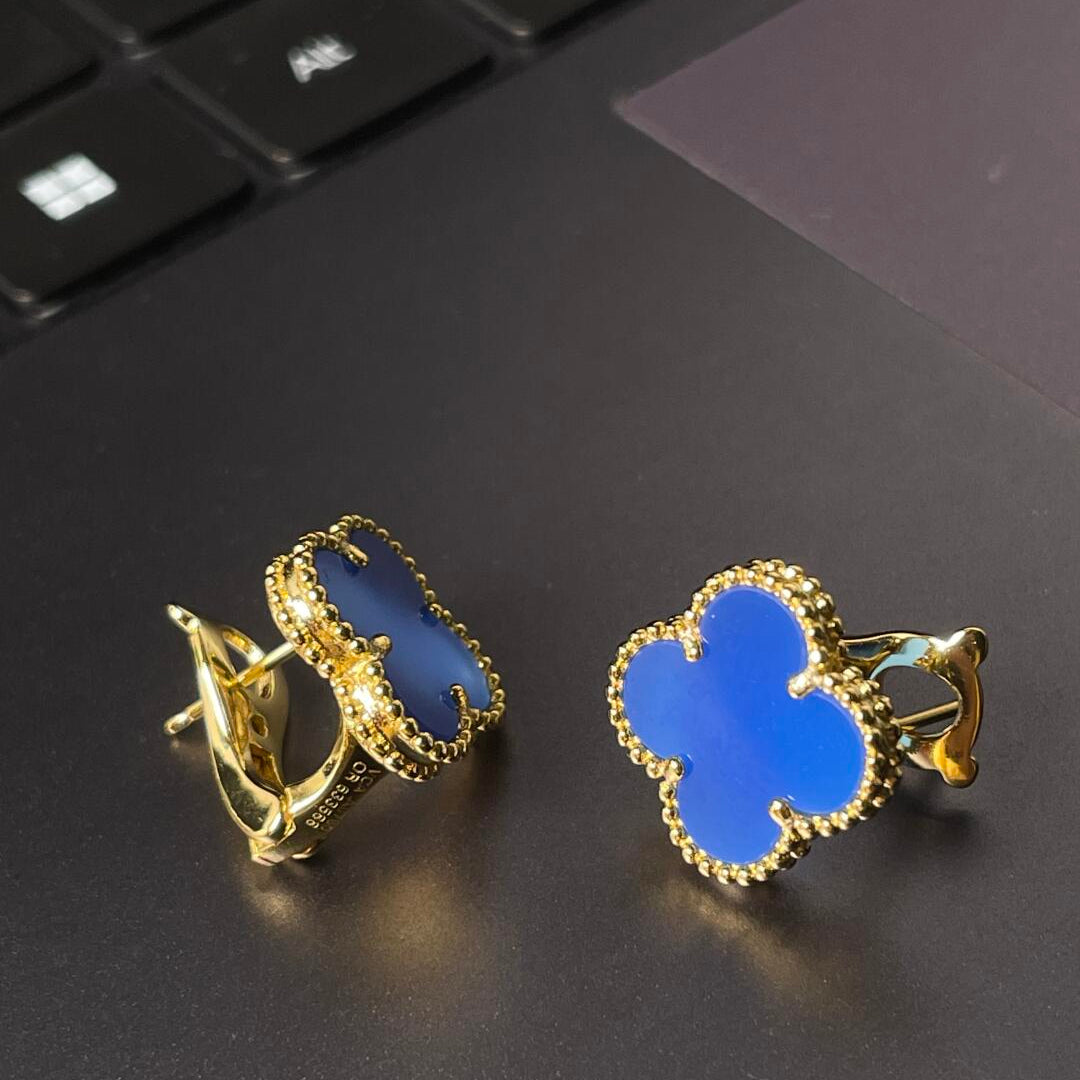 [Twinkle jewelry] CLOVER LARGE (20mm) 1 MOTIFS BLUE MOP STUD EARRINGS