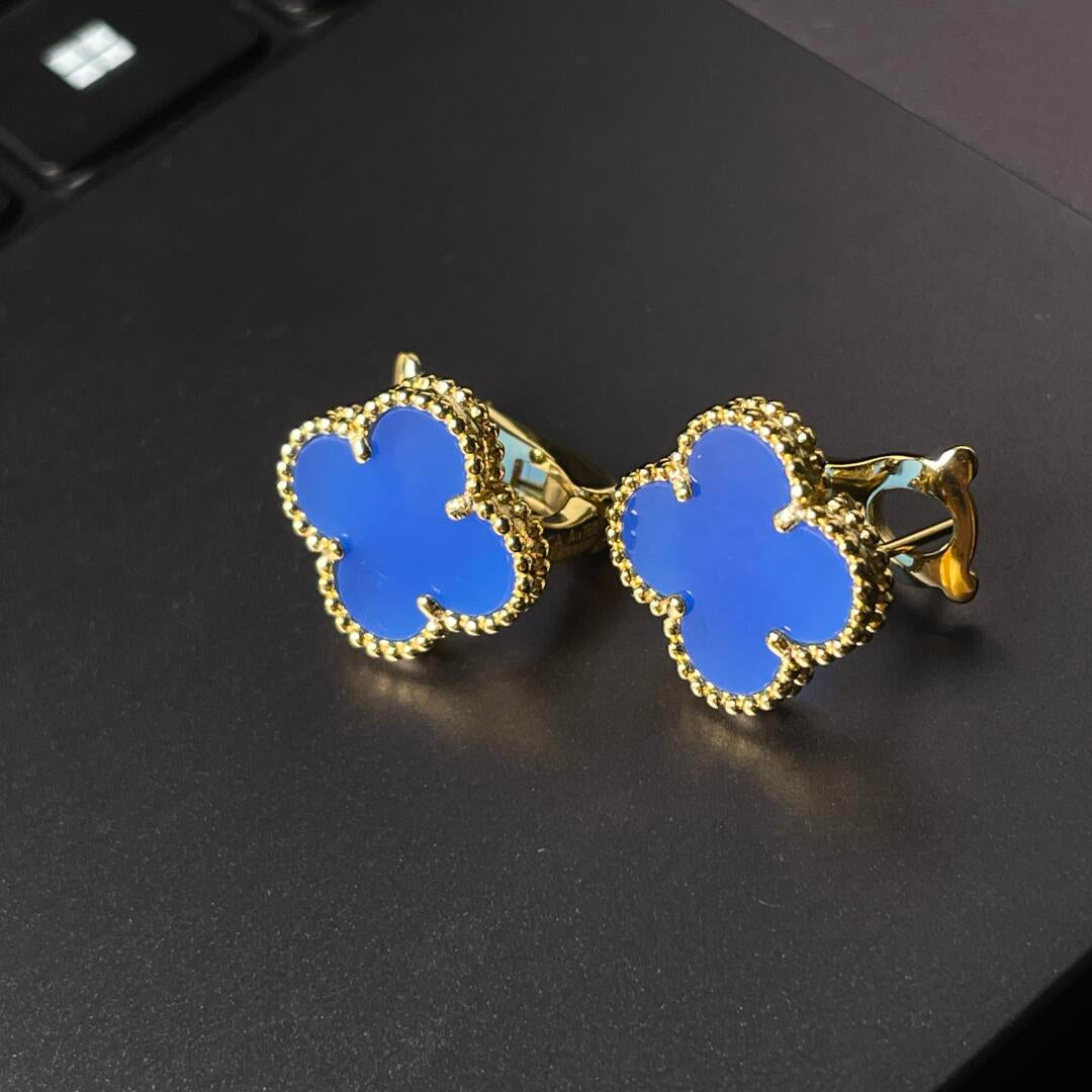 [Twinkle jewelry] CLOVER LARGE (20mm) 1 MOTIFS BLUE MOP STUD EARRINGS