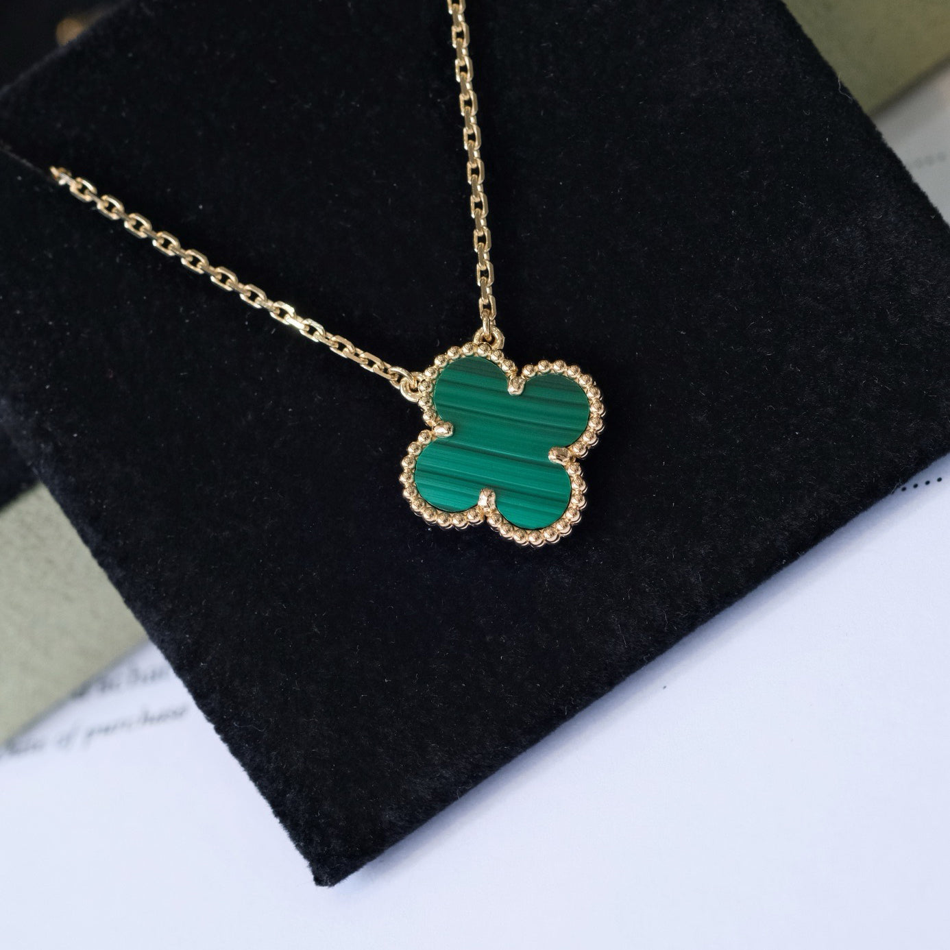 ¡®Twinkle jewelry¡¯CLOVER 15MM MALACHITE SINGLE FLOWER  NECKLACE