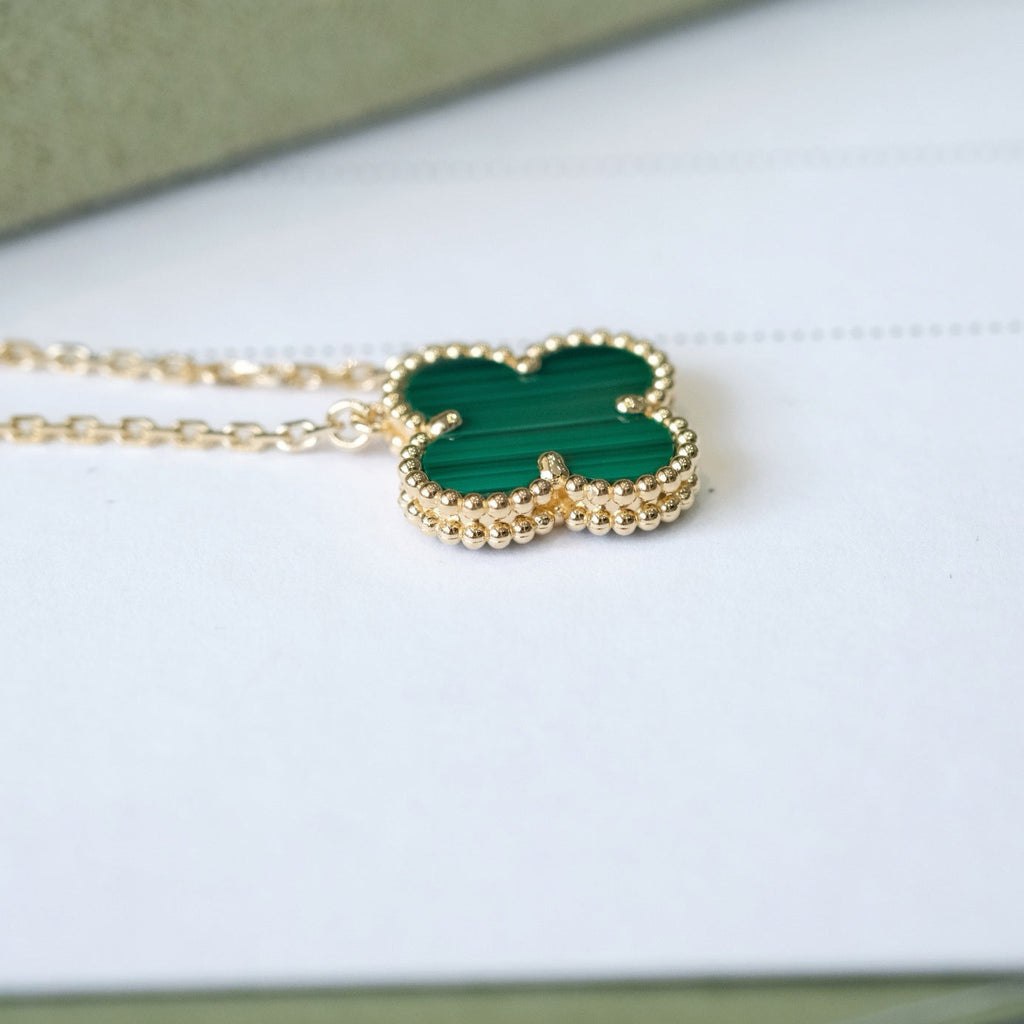 ¡®Twinkle jewelry¡¯CLOVER 15MM MALACHITE SINGLE FLOWER  NECKLACE