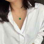 ¡®Twinkle jewelry¡¯CLOVER 15MM MALACHITE SINGLE FLOWER  NECKLACE