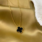 ¡®Twinkle jewelry¡¯CLOVER 15MM BLACK ONYX SINGLE FLOWER NECKLACE