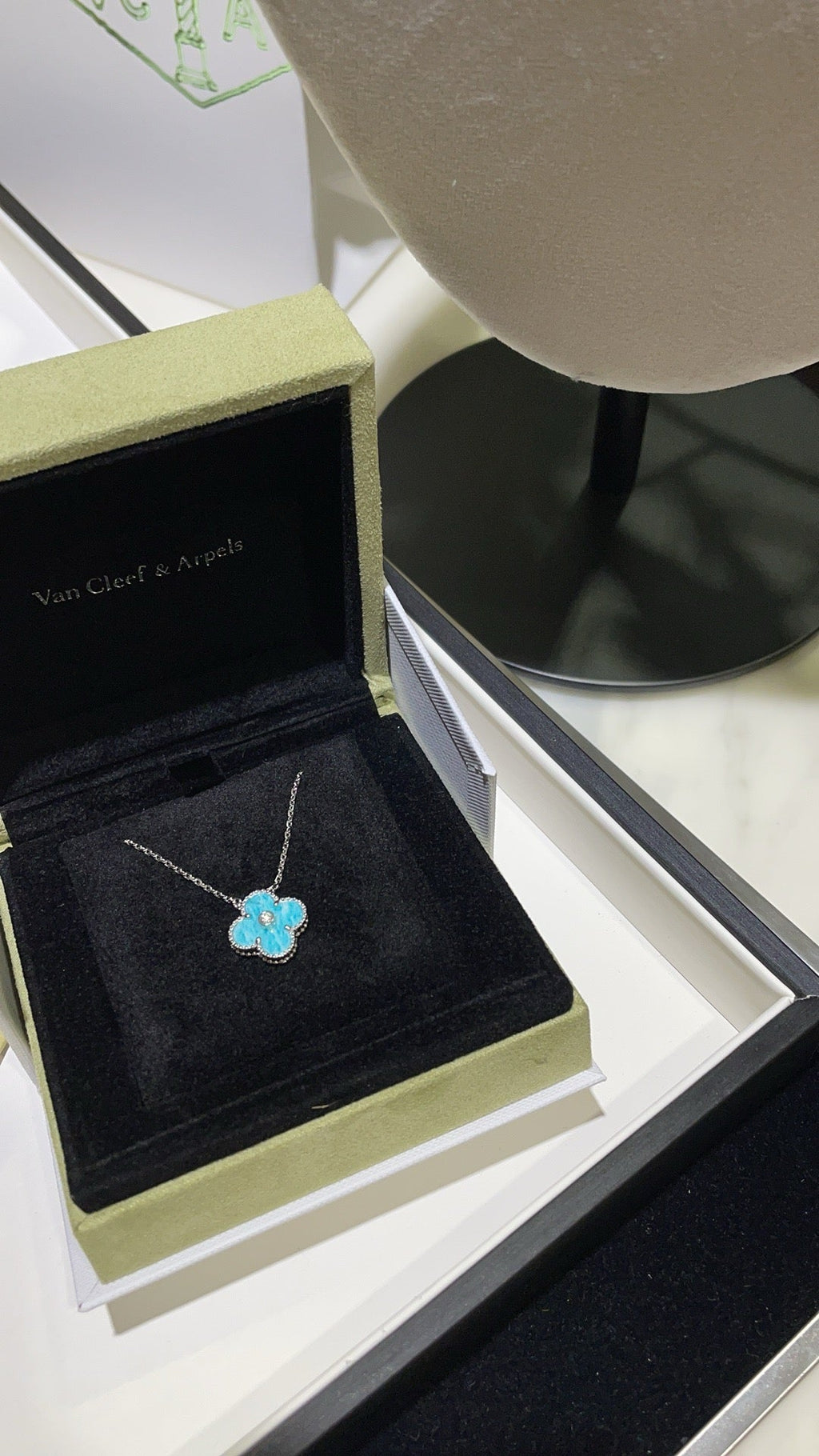 ¡®Twinkle jewelry¡¯CLOVER 15MM DIAMOND SVRES PORCELAIN  NECKLACE SILVER