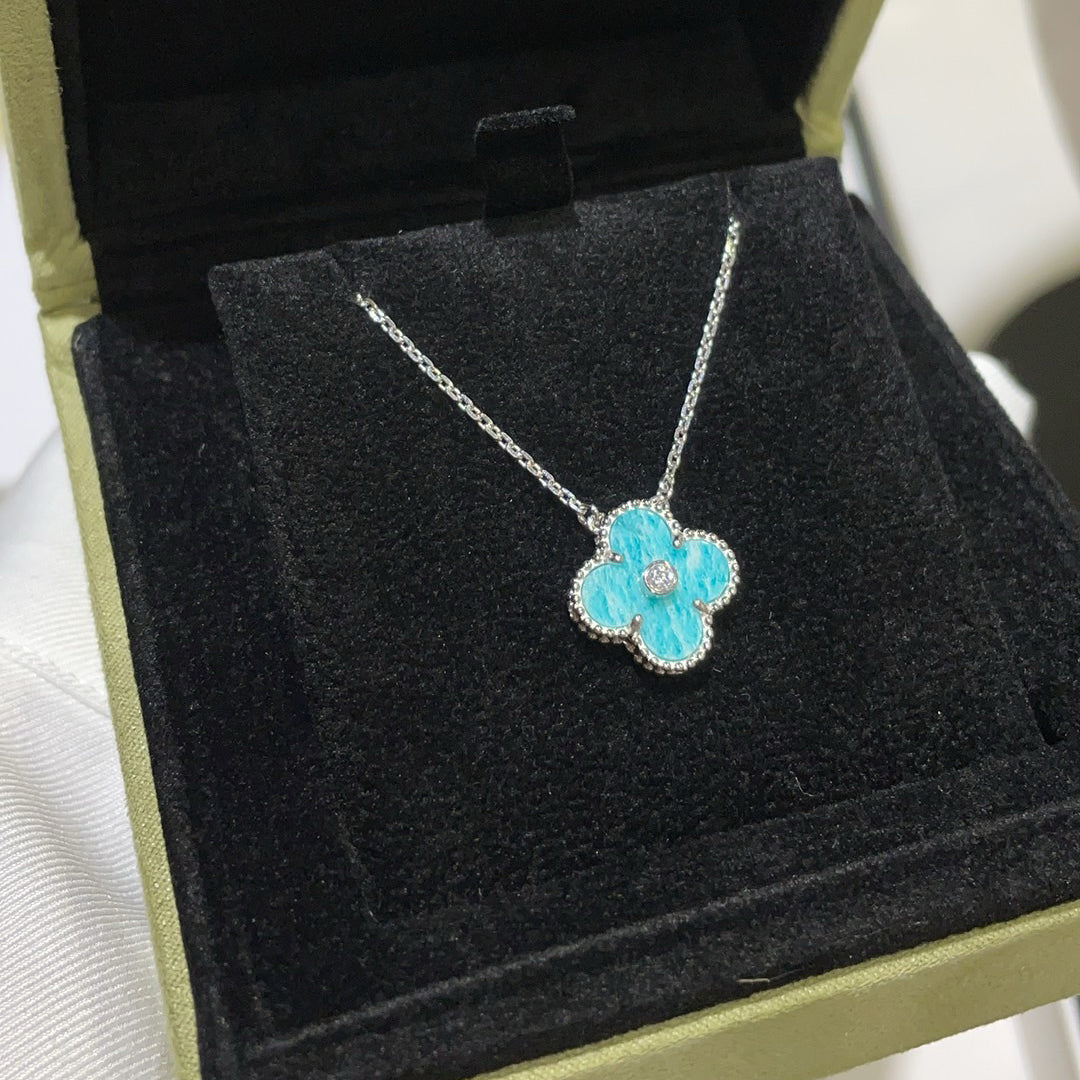 ¡®Twinkle jewelry¡¯CLOVER 15MM DIAMOND SVRES PORCELAIN  NECKLACE SILVER