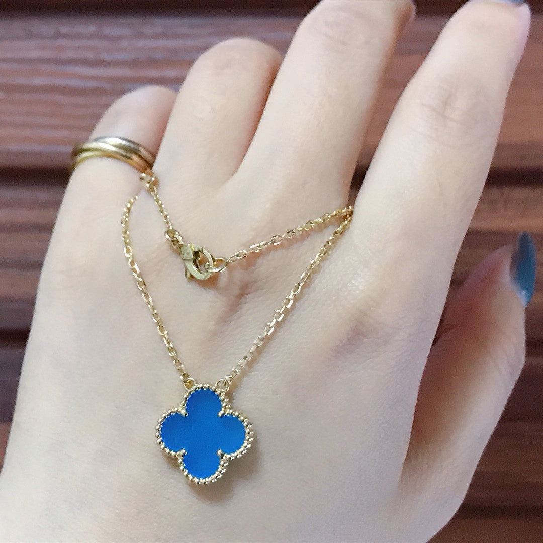 ¡®Twinkle jewelry¡¯CLOVER 15MM BLUE AGATE NECKLACE