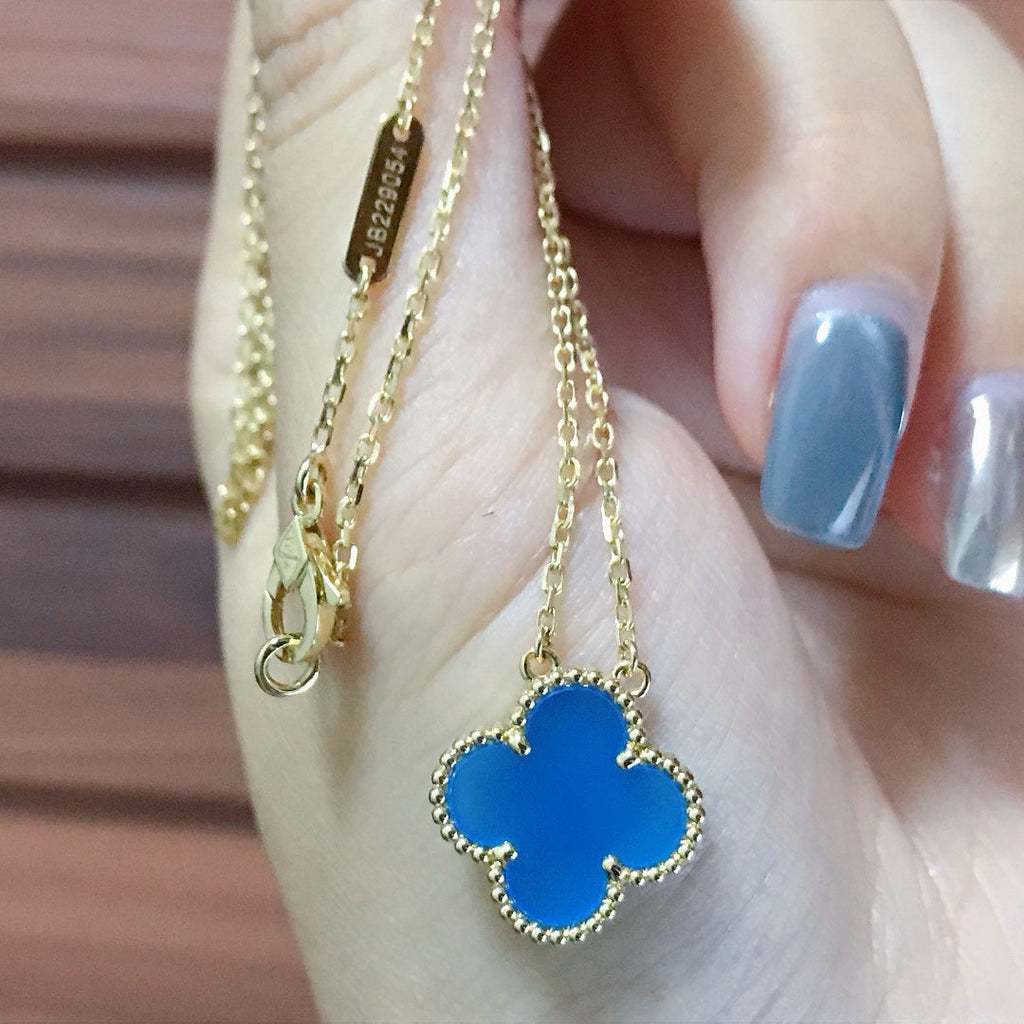 ¡®Twinkle jewelry¡¯CLOVER 15MM BLUE AGATE NECKLACE