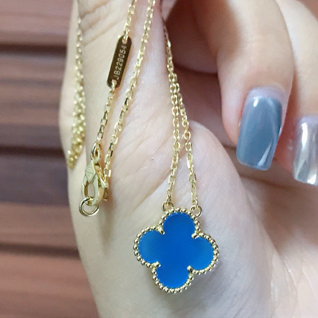 ¡®Twinkle jewelry¡¯CLOVER 15MM BLUE AGATE NECKLACE